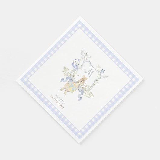 Blue Gingham Peter die Rabbit Baby Dusche MUTED BL Serviette (Ecke)