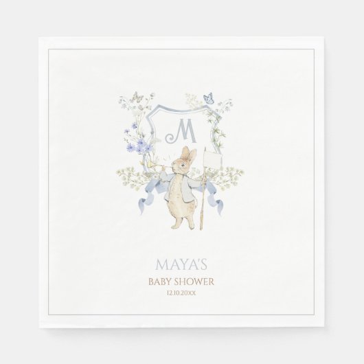 Blue Gingham Peter die Rabbit Baby Dusche MUTED BL Serviette (Vorderseite)