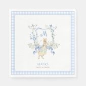 Blue Gingham Peter die Rabbit Monogram Baby Dusche Serviette (Vorderseite)
