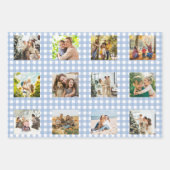 Blue Gingham Photo Collage Geschenkpapier Set (Vorderseite)