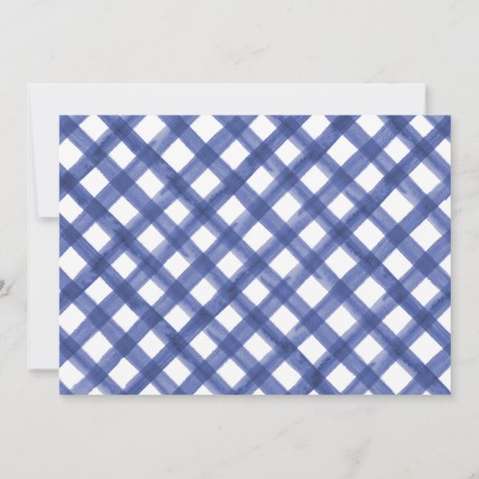 Blue Gingham Picnic Baby Dusche Picnic im Park Einladung (Rückseite)