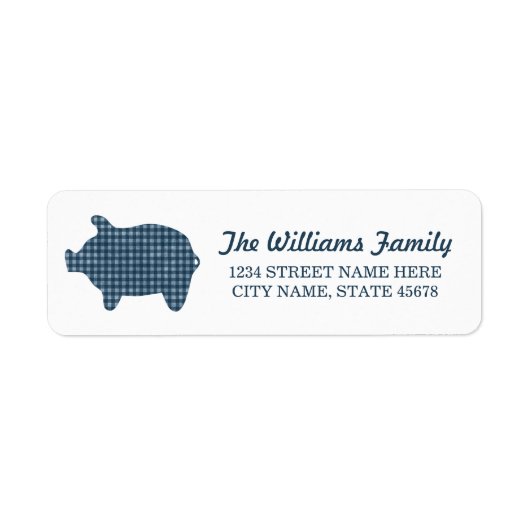 Blue Gingham Piggie Address Labels (Vorne)