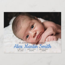 Blue Gingham Piggy Baby Birth Announcement Foto