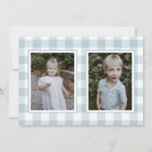Blue Gingham Plaid Holiday Card Einladung (Rückseite)