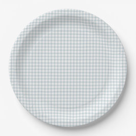 Blue Gingham Plaid Preppy Cottagecore Baby Shower Pappteller