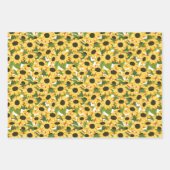 Blue Gingham Polka Dots Sonnenblumen Blumenmuster Geschenkpapier Set (Vorderseite)