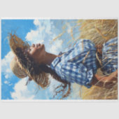 Blue Gingham Prairie Girl Country Découpage Seidenpapier (Vorderseite)