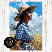 Blue Gingham Prairie Girl Country Découpage Seidenpapier