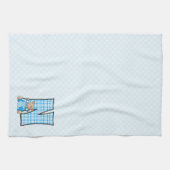 Blue Gingham Print Monogram Big N Handtuch (Horizontal)
