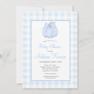Blue Gingham Pumpkin Baby Shower Einladung