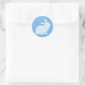 Blue Gingham Rabbit Runder Aufkleber (Tasche)