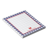 Blue Gingham & Red Crab Personalisiert Notepad Notizblock (angewinkelt)