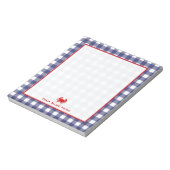 Blue Gingham & Red Crab Personalisiert Notepad Notizblock (Rotiert)