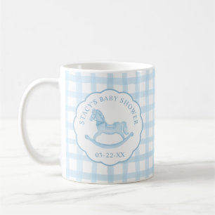 Blue Gingham Rocking Horse Baby Dusche Tasse Kaffe