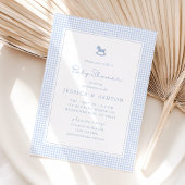 Blue Gingham, Rocking Horse, Baby Shower Invite Ankündigung