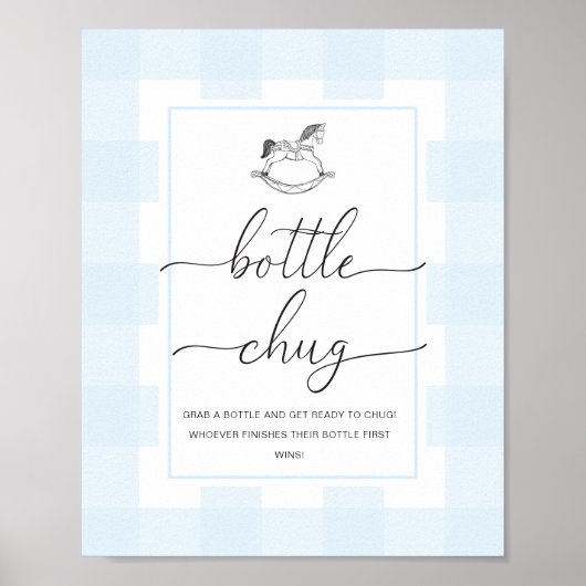 Blue Gingham Rocking Horse Bottle Chug Game Poster (Vorne)