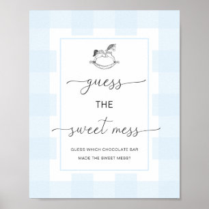 Blue Gingham Rocking Horse rät das süße Chaos Poster