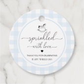 Blue Gingham Rocking Hose gesprinklt mit Liebe Geschenkanhänger (Vorderseite)