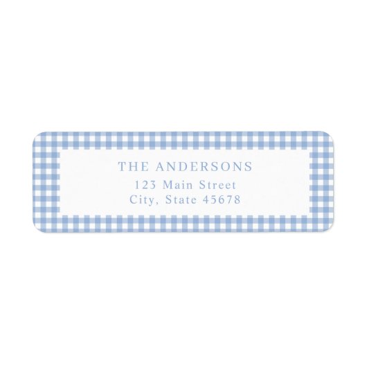 Blue Gingham Rücksendeadresse (Vorne)