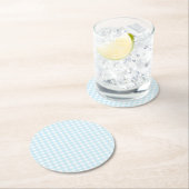 Blue Gingham Runder Pappuntersetzer (Vor Ort)