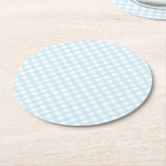 Blue Gingham Runder Pappuntersetzer (Angewinkelt)