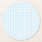 Blue Gingham Runder Pappuntersetzer (Vorderseite)