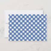 Blue Gingham Rustic Sunflower Wedding RSVP Karte (Rückseite)