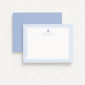 Blue Gingham Sailboat Nursery Note Card Ankündigung
