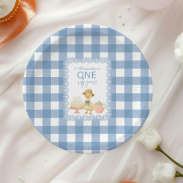 Blue Gingham Silly Goose 1st Birthday Pappteller