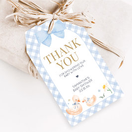 Blue Gingham Silly Goose Baby Shower Favor Tags Geschenkanhänger