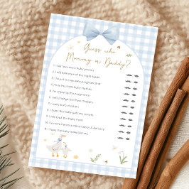 Blue Gingham Silly Goose Baby Shower Guess Game