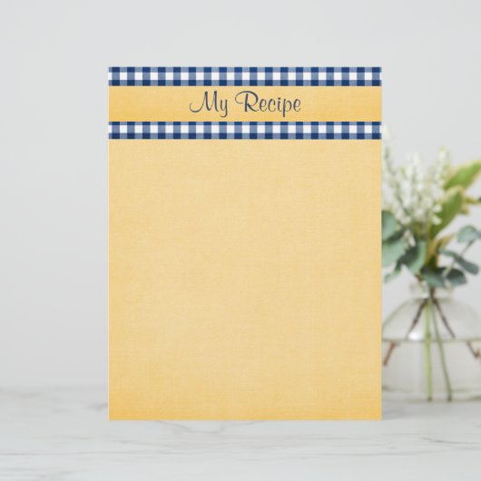 Blue Gingham Stationery (Stehend Vorderseite)