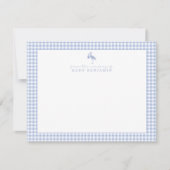 Blue Gingham Stork Nursery Note Card Einladung (Vorderseite)