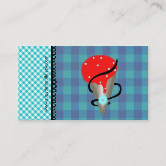 Blue Gingham Strawberry Ice Creme Visitenkarte (Vorderseite)