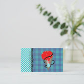 Blue Gingham Strawberry Ice Creme Visitenkarte (Stehend Vorderseite)