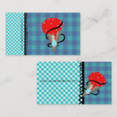 Blue Gingham Strawberry Ice Creme Visitenkarte (Vorne/Hinten)