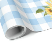 Blue Gingham Sunflower Baby Showpapier Geschenkpapier (Rolleneckpunkt)