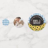 Blue Gingham & Sunflowers Baby-Q Dusche Konfetti (Vorderseiten)