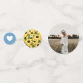 Blue Gingham & Sunflowers Baby-Q Dusche Konfetti (Rückseiten)