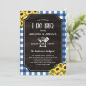 Blue Gingham Sunflowers I Do GRILLEN Couple's Show Einladung (Stehend Vorderseite)