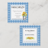 Blue Gingham & Sunflowers Rustic Country Business Quadratische Visitenkarte (Vorne/Hinten)