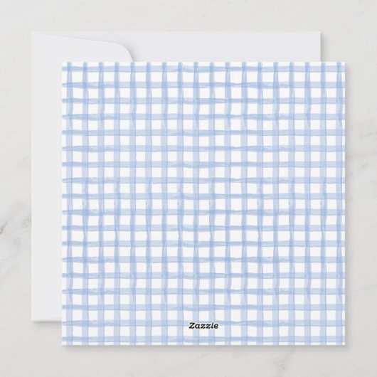 Blue Gingham Taufe/Dedication Einladung (Rückseite)