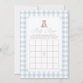 Blue Gingham Teddy Bear Baby Shower Bingo Card Einladung (Vorderseite)