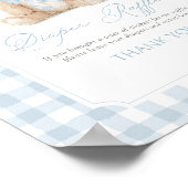Blue Gingham Teddy Bear Baby Shower Diaper Raffle Poster (Ecke)