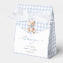Blue Gingham Teddy Bear Baby Shower