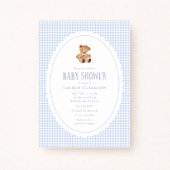 Blue Gingham Teddy Bear Baby Shower Invitation Ankündigung