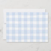 Blue Gingham Teddy Bear Beary First Birthday Photo Einladung (Rückseite)