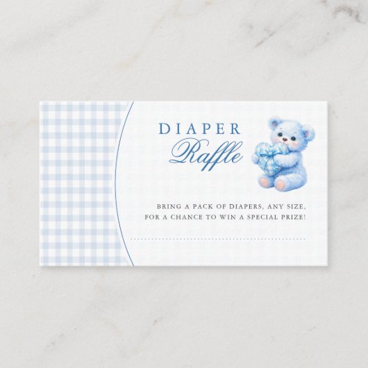 Blue Gingham Teddy Bear Neutral Baby Shower Begleitkarte (Vorderseite)