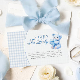 Blue Gingham Teddy Bear Neutral Baby Shower Begleitkarte