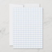 Blue Gingham Teddy Bear Neutral Baby Shower Einladung (Rückseite)